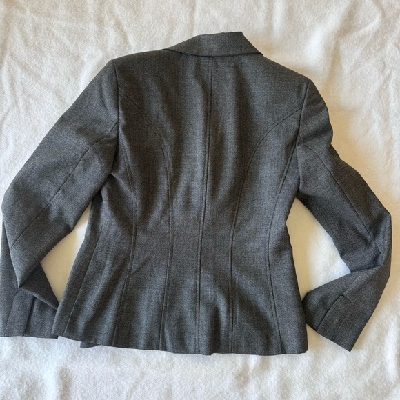 Ann Taylor Gray Wool Blend Business Pant Suit Blazer | Wide Leg Pants Size 2 - Picture 13 of 14